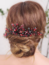 Black and Red Crystals Wedding Hair Accessories Hair Clip Comb Bridal Hair Piece Wedding Headband Crystal Pearls Headpiece 2024 - buy cheap