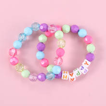 Makersland Cute Flower Beads Bracelet Elastic Jewelry Bracelet Children Princess Hand Bracelets Lovely Design Gifts 2020 New 2024 - buy cheap