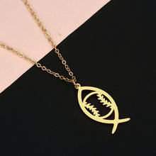 Cxwind Fashion Baseball Ichthys Choker Stainless Steel Fish Necklace Pendants Neck Women Clavicle Chain Lady Feminino Collar 2024 - buy cheap
