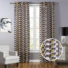 Curtain Tulle Linen Geometric Printed Thin Window Screen For Living Room Bedroom Kitchen Balcony Voile Curtain 2024 - buy cheap