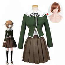 Danganronpa Fujisaki Chihiro School Uniform Coat Shirt Dress Outfit Anime Cosplay Costumes and Wig Halloween Party Free Delivery 2024 - buy cheap