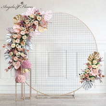 Novo caseiro lua forma arranjo de flor casamento arco decoração artificial rosa corredor linha festa palco adereços ser personalizado 2024 - compre barato