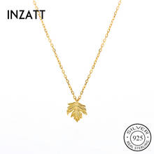 INZATT Real 925 Sterling Silver Gold Leaves Pendant Choker Necklace For Fashion Women Party Fine Jewelry 2019 Accessories GIft 2024 - buy cheap