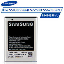 Bateria original samsung de alta qualidade, baterias samsung de telefone celular 1350mah para samsung galaxy ace s5830 s5660 s7250d s5670 i569 2024 - compre barato