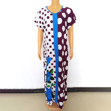В африканском стиле Женское Платье макси с узором в горошек, с принтом в виде синего и белого цвета платья размера плюс Boubou нигерийская Мода Анкара халаты вечерние костюмы 2024 - купить недорого