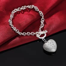 Nueva gran oferta de plata esterlina 925 joyería de moda pulsera de regalo de joyería de encanto de corazón de cristal pulsera con llavero pulsera femenina 2024 - compra barato