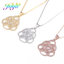 Juya Handmade Wedding jewelry Supplies Micro Pave Cubic Zirconia Hollow Flower Pendant Necklaces For Women Evening Party Jewelry 2024 - buy cheap