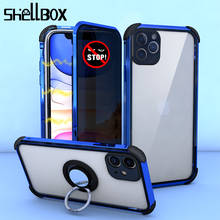 Shellbox Magnetic Tempered Glass Privacy Metal Phone Case Coque 360 Luxury Magnet Cover For iPhone 11 Pro MAX XR XS 8 7 6 Plus 2024 - buy cheap