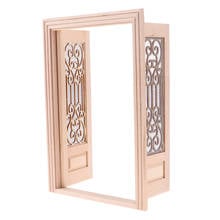 Vintage 1/12 Wooden Hollow Screen Double Door Dollhouse Miniature DIY Decor 2024 - купить недорого