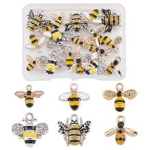24pcs/box Alloy Enamel Bees Shape Charms Pendants Rhinestones for DIY Necklace Blacelet Jewelry Making Decor Accessories 2024 - buy cheap