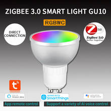Tuya zigbee 3.0 gu10 inteligente led noite lâmpadas 5w rgbcw casa inteligente controle de aplicativo voz remoto trabalho com alexa eco google casa 2024 - compre barato