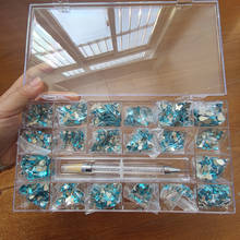 1 caja de diamantes de imitación para decoración de uñas, 20 formas de gemas de cristal Flatback y 1 bolígrafo de recogida, cristal de uñas 3D AB/rojo/azul/verde, dijes de uñas H & * 2024 - compra barato