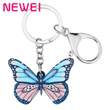 Newei Acrylic Brush-footed Butterfly Keychains Big Printing Insect Animal Keyring Jewelry For Women Men Girl Bag Car Decoration 2024 - buy cheap