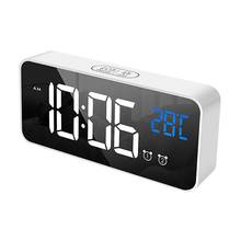 Reloj despertador Digital con función de repetición, reloj de mesa electrónico con pantalla de temperatura y tiempo grande, con espejo LED, para decoración del hogar 2024 - compra barato