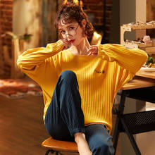 Autumn And Winter New Women's Fashion Pullover Long-Sleeved Cute Cotton Pineapple Pajamas Loose Can Be Worn Outside Home Clothes 2024 - buy cheap