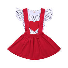 Conjunto de ropa para niñas pequeñas, camiseta de manga corta con estampado de corazón, Tops, vestido de tirantes de 1 a 6 años, 2 uds. 2024 - compra barato