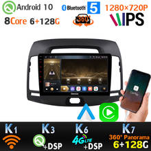 Автомобильный мультимедийный плеер, 6 ГБ + 128 ГБ, 1280x720, Android 10, для Hyundai Elantra, GPS-навигатор, радио, 4G LTE 360, панорамная камера, CarPlay 2024 - купить недорого