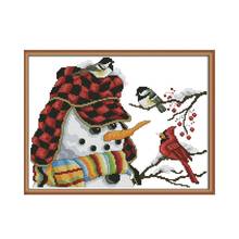 Christmas Snowman Stamped Cross Stitch Kits Sale 14CT 11CT Printed Fabric DMC DIY Handmade Counted Embroidery Needlework Sets 2024 - buy cheap