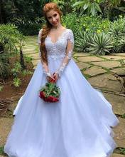 Vestido de Noiva, свадебное платье с длинными рукавами, 2020, бальное платье, аппликация, прозрачный топ, круглый вырез, принцесса Дубай, свадебное платье, Robe De Mariee 2024 - купить недорого