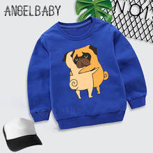 Boys Girls Sweatshirt Kids Dabbing/Hug/Dance Yellow Pugs Print Hoodies Children Autumn Tops Baby Cotton Clothes,KYT2163 2024 - buy cheap