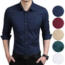 Men Slim Fit Long Sleeve Shirt Polka Dot Casual Business Shirt Tops Plus Size 5XL NOV99 2024 - buy cheap