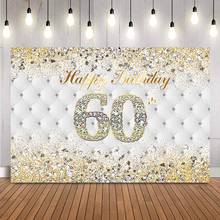 60th Gold Glitter Birthday Backdrop Diamonds Happy Birthday Party Decoration Headboard sixty birthday photo background studio 2024 - buy cheap