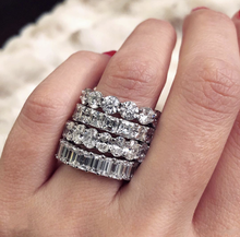 Original BAND rings set for women Men 925 SILVER PAVE SETTING FULL Simulated Diamond ETERNITY ENGAGEMENT WEDDING Stone Ring 2024 - buy cheap