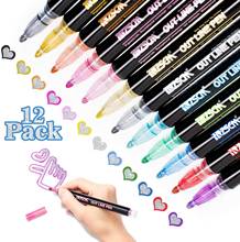 12pcs/set Metal Paint Marker Pen Diy Album Scrapbooking Outline Marker Glitter for Drawing Painting Doodling School Supplies 2024 - buy cheap
