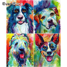 Evershine pintura de cachorro bordado em diamante, strass pintura de diamante, furadeira completa, animais quadrados, ponto de cros, decoração artesanal para casa 2024 - compre barato