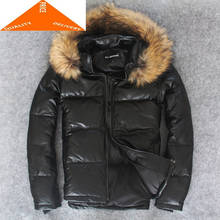 Raccoon 100% Real Fur Genuine Duck Down Men Streetwear Sheepskin Coat Moto Biker Men's Leather Jacket 9909 2024 - buy cheap