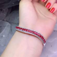 Wedding Bracelet Natural And Real Ruby bangle Bracelet Solid S925 Sterling Silver For Women Color GemFine Jewelry 2024 - buy cheap