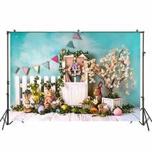 Girl Photography Background Baby Spring Outdoor Photoshoot Backdrop Studio Easter Day Banner Rabbits Wood Door Fence Decors Prop 2024 - buy cheap
