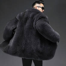 Зимнее Мужское пальто с натуральным мехом лисы, теплая Роскошная куртка, верхняя одежда 19-3100 KJ3225, 2020 2024 - купить недорого