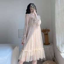 Loose Chiffon Mesh Stitch Cute Sweet Korean Style Oversized Party Vintage 2021 Spring Summer Style Autumn Women'S Dress A6616 2024 - buy cheap