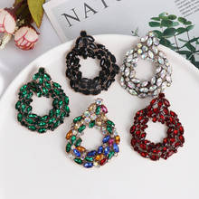 Fashion Statement ZA Earrings Jewelry Women Luxury Crystal Rhinestone Wedding Earrings Female Indian Geometric Oval Big Earrings 2024 - buy cheap
