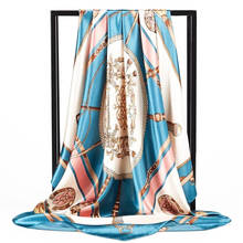 Bufandas cuadradas de seda con estampado Floral para mujer, pañuelo de seda, hiyab, a la moda, 90x90cm 2024 - compra barato