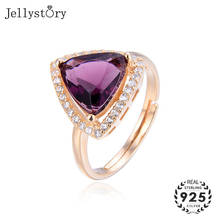 Jellystory fashion female ring 925 Sterling Silver Ring with geometric shape amethyst fine Jewelry for Wedding Anniversary Party 2024 - buy cheap