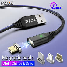 Pzoz-cabo magnético para carregamento rápido, micro usb tipo-c, 2m, carga para iphone e xiaomi 2024 - compre barato