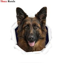 Three Ratels QD6 Cute 3D Torn Metal Design German Shepherd Dog Sticker 3d Car 2024 - buy cheap