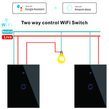 1set 2PCS US 2 Way WiFi Smart Touch Switch 1 2 3 Gang Glass Wall Tuya smart life APP Remote Control support Alexa Google Home 2024 - buy cheap