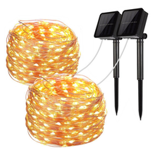Garland-luzes de led, 10m, 20m, área externa, lâmpada solar, 100/200 leds, fada, fim de ano, natal, festa, jardim, decoração à prova d'água