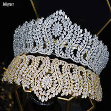 Large Full Cubic Zirconia CZ Tiaras and Crowns for Women Tall Wedding Bride Sweet 16 Queen Pageant Heapieces Hair Accessories 2024 - buy cheap