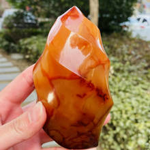 Antorcha de ágata roja natural de 286g, cristal de cuarzo pulido, curación de especímenes 2024 - compra barato