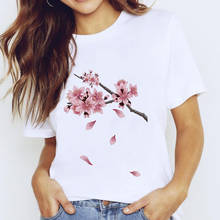 Women's T-shirt  Peach blossom T-shirt  Print Vouge Casual Graphic O-neck Harajuku Tshirts 90s Streetwear Fashion Fun Retro To 2024 - buy cheap