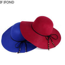 High Quality Wool Felt Fedoras hat Solid Ladies Floppy Cloche Wide Brim Dome Cap 2024 - buy cheap