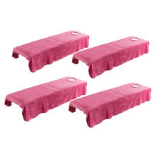 4pcs Spa Massage Table Flat Sheets Beauty Hotel Bed Cover With Hole Rosy 2024 - buy cheap