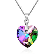 Collar con colgante de corazón Swarovski para mujer, collar con cristales originales, Color plateado, regalo de San Valentín 2024 - compra barato