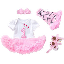1st Birthday Dress Baby Girl Outfits Pink Crown Pattern Lace Party Baptism Princess Dress for Toddler Infant Clothes Set 9M 12M 2024 - buy cheap