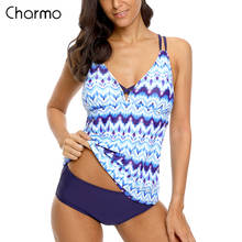 Charmo-traje de baño para mujer, con cuello Tankini Halter, conjunto de dos piezas Vintage con estampado Floral, Bikini Sexy con Push-Up, traje de baño con espalda hueca 2024 - compra barato