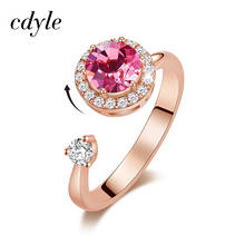 Cdyle, простое модное розовое Кристальное вращающееся кольцо, 12 цветов, открытые Регулируемые кольца, подарки для женщин, девушек, ювелирные изделия на палец, аксессуары 2024 - купить недорого